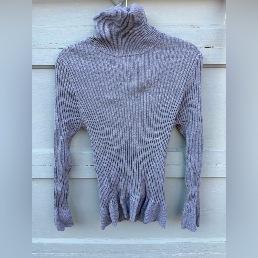 Bamboo Traders Ribbed Turtleneck Sweater - Light Gray